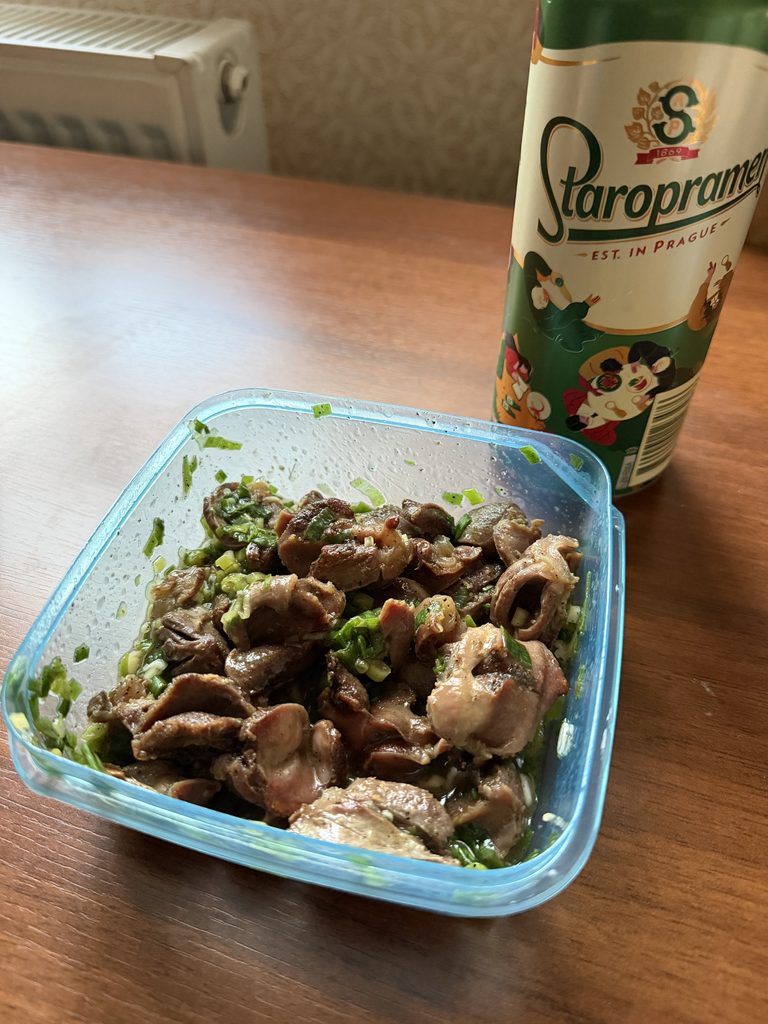 砂肝とビール